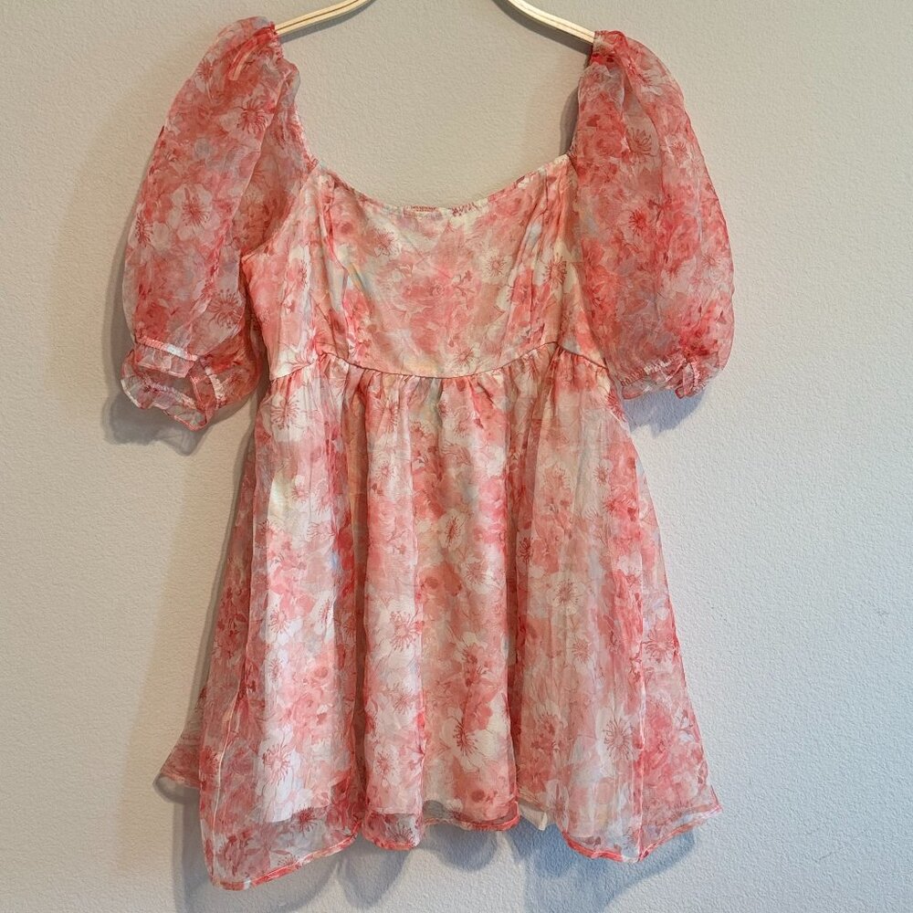 Floral Puff Sleeve Babydoll Dress